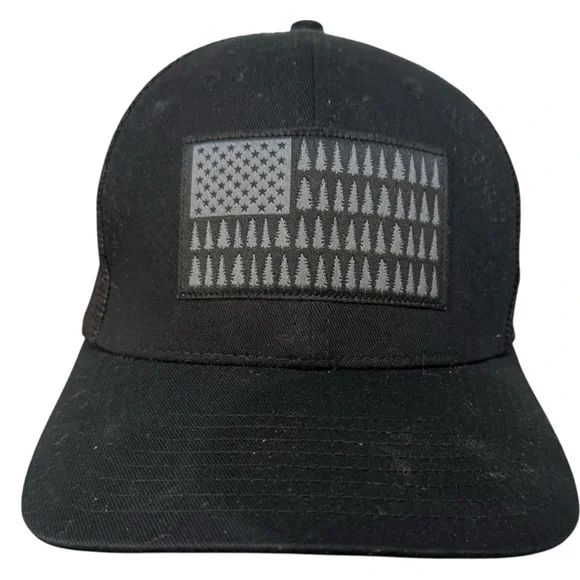 Columbia Black Mesh Tree Flag Hat baseball cap 250th USA America Minimalist - Picture 2 of 10